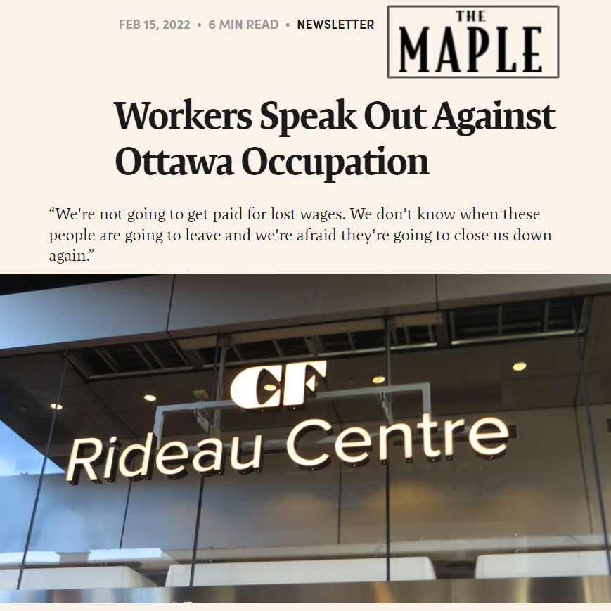 Read more about the article The Maple: Workers speak out against Ottawa occupation