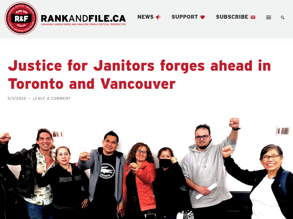 Read more about the article Rank & File: Justice For Janitors Forges Ahead In Toronto And Vancouver