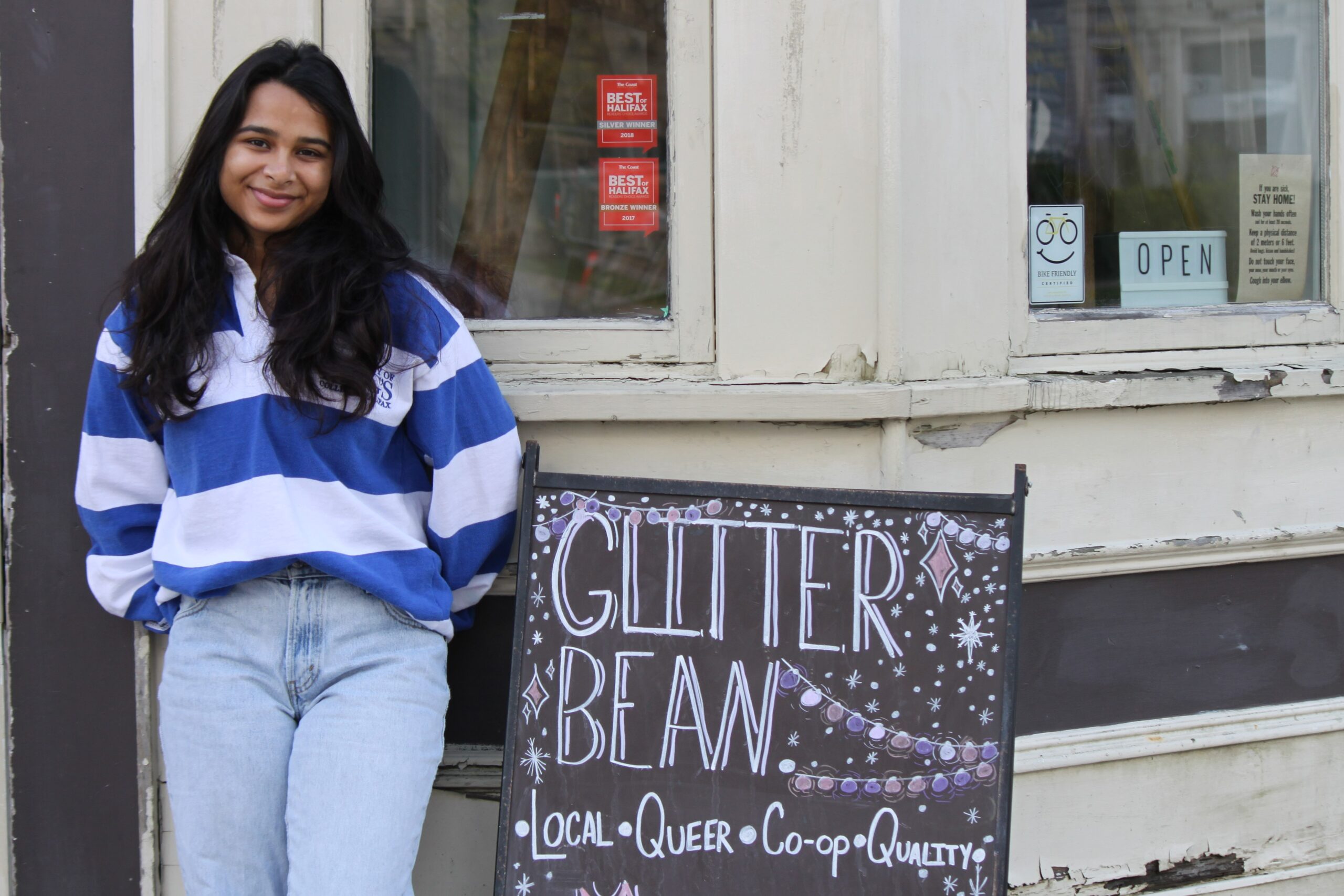Aryeh Majithia at front door of Glitter Bean
