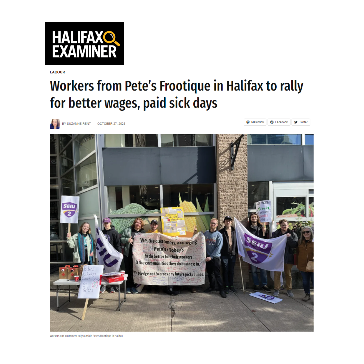 Read more about the article Workers from Pete’s Frootique in Halifax to rally for better wages, paid sick days
