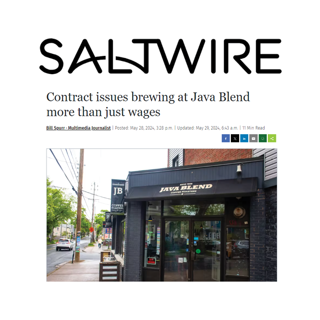 Screenshot of Saltwire article